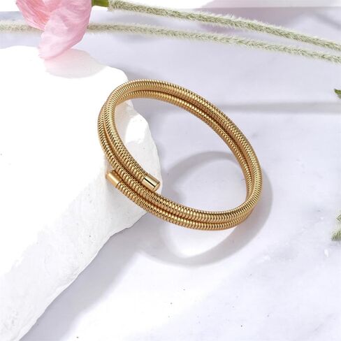 Avaner Women's Gold Bangle Bracelets: Stretch Wrap Stacking Cuff Stainless Steel Open Bracelet for Women in Kuwait