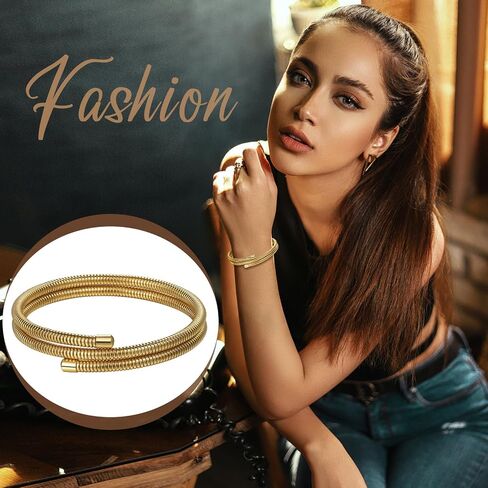 Avaner Women's Gold Bangle Bracelets: Stretch Wrap Stacking Cuff Stainless Steel Open Bracelet for Women in Kuwait