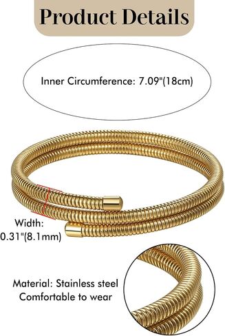 Avaner Women's Gold Bangle Bracelets: Stretch Wrap Stacking Cuff Stainless Steel Open Bracelet for Women in Kuwait