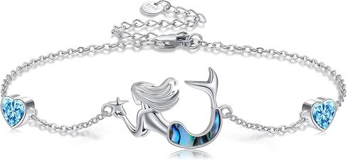 MONGAS Mermaid Bracelet Sterling Silver Mermaid Starfish Bracelet Ocean Jewelry for Women in Kuwait