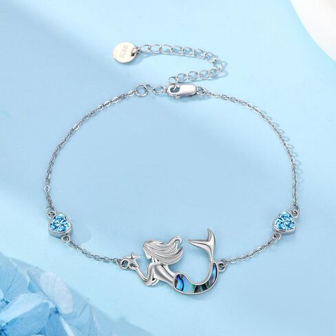 MONGAS Mermaid Bracelet Sterling Silver Mermaid Starfish Bracelet Ocean Jewelry for Women in Kuwait
