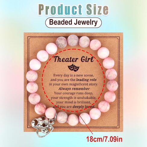 Mikovivi Theater Mask Bracelet for Women & Teens, Musical Theater Jewelry Gift Comedy and Tragedy Masks Bracelet for Theatre Lovers Students & Stage Actors (Pink) in Kuwait