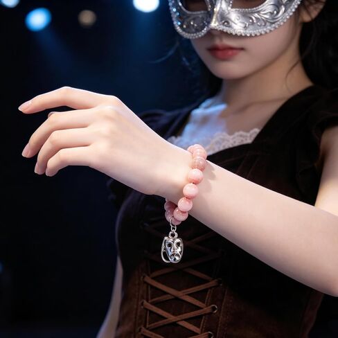 Mikovivi Theater Mask Bracelet for Women & Teens, Musical Theater Jewelry Gift Comedy and Tragedy Masks Bracelet for Theatre Lovers Students & Stage Actors (Pink) in Kuwait