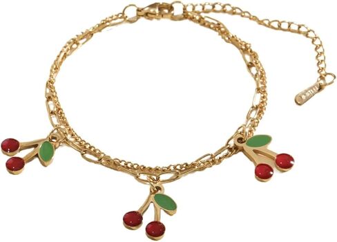 Zian Cute Fruit Charm Bracelets for Women Sweet Strawberry Cherry Banana Pineapple Lemon Adjustable Bracelet Dainty Jewelry Gift in Saudi Arabia
