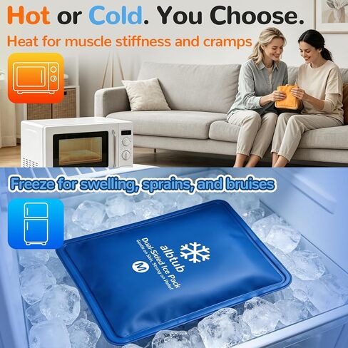 Dual-Sided Ice Pack for Injury Relief, Reusable Flexible Gel Cold Compress | Skin-Safe Dual-sided Design, Flexible When Frozen, Reinforced Double Seal, 8×12 Inch Universal Size, Multi-Scene Portable Use in Kuwait