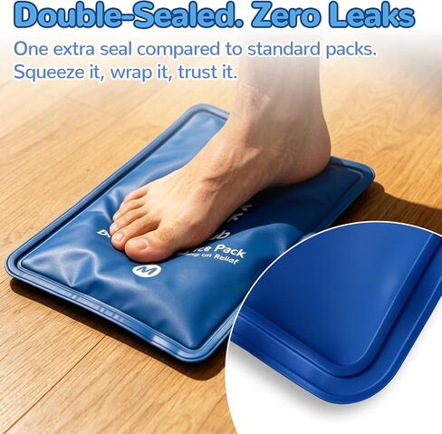 Dual-Sided Ice Pack for Injury Relief, Reusable Flexible Gel Cold Compress | Skin-Safe Dual-sided Design, Flexible When Frozen, Reinforced Double Seal, 8×12 Inch Universal Size, Multi-Scene Portable Use in Kuwait