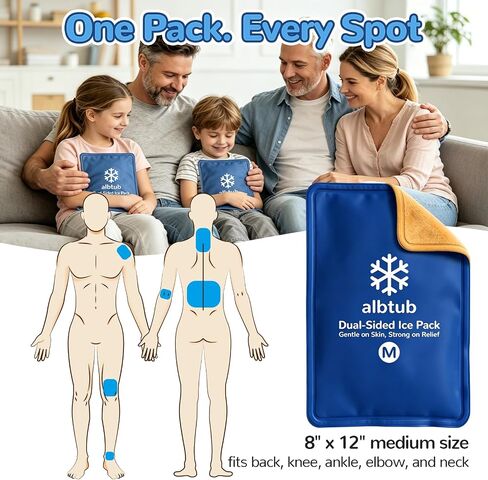 Dual-Sided Ice Pack for Injury Relief, Reusable Flexible Gel Cold Compress | Skin-Safe Dual-sided Design, Flexible When Frozen, Reinforced Double Seal, 8×12 Inch Universal Size, Multi-Scene Portable Use in Kuwait