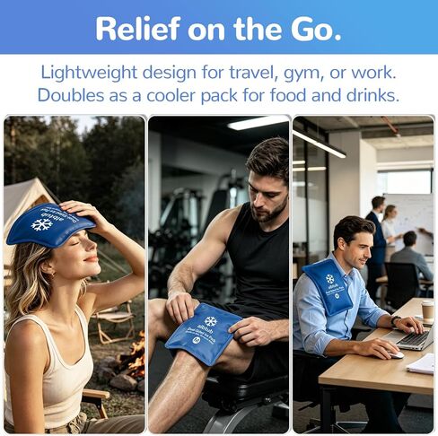 Dual-Sided Ice Pack for Injury Relief, Reusable Flexible Gel Cold Compress | Skin-Safe Dual-sided Design, Flexible When Frozen, Reinforced Double Seal, 8×12 Inch Universal Size, Multi-Scene Portable Use in Kuwait