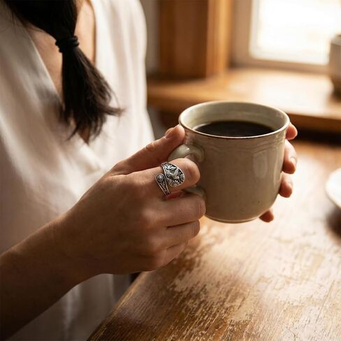 Vintage Hummingbird Spoon Ring Adjustable Silver Color Band with Floral Engraved Detail Nature Inspired Finger Accessory in Kuwait