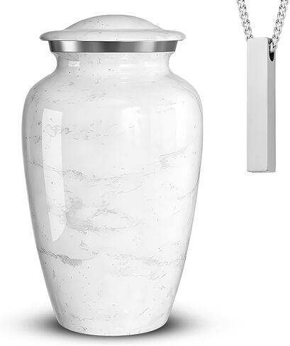 Set of 6 Cremation Urns for Human Ashes Includes 1 Large Urn with 4 Small Keepsakes & 1 Silver Necklace - Sky Blue Marble in Saudi Arabia