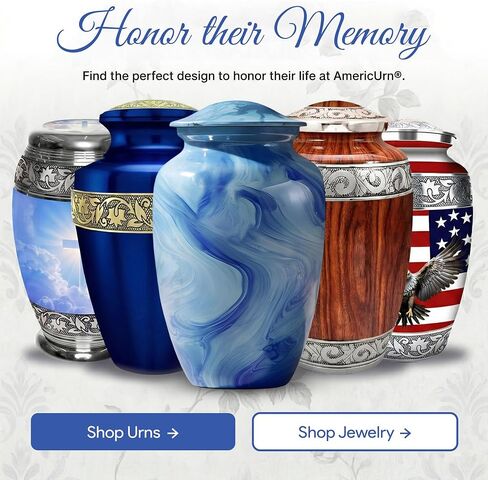 Set of 6 Cremation Urns for Human Ashes Includes 1 Large Urn with 4 Small Keepsakes & 1 Silver Necklace - Sky Blue Marble in Saudi Arabia