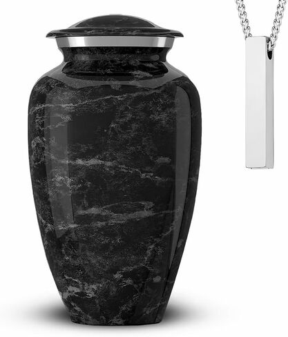 Set of 6 Cremation Urns for Human Ashes Includes 1 Large Urn with 4 Small Keepsakes & 1 Silver Necklace - Sky Blue Marble in Saudi Arabia