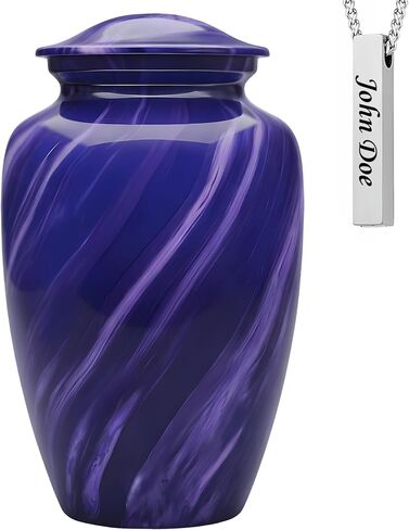 Set of 6 Cremation Urns for Human Ashes Includes 1 Large Urn with 4 Small Keepsakes & 1 Silver Necklace - Sky Blue Marble in Saudi Arabia