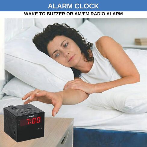 Digital Alarm Clock Radio with Charging Station, AM/FM Radio for Bedroom, 2 AC Outlets & USB-C + USB-A Charging Ports, LED Display, Snooze, AUX Input, Battery Backup – by Ken-Tech in Saudi Arabia