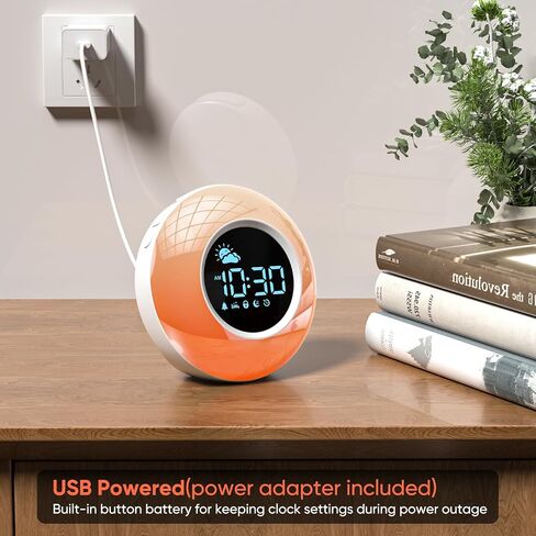 Kids Alarm Clock with Sound Machine, 12 Soothing Sounds, Child Lock - Dimmable Wake Up Lamp, Digital Night Light Clock for Bedrooms, Toddler Sleep Training Clock, Gifts for Girls Boys Children 3-12 in Saudi Arabia
