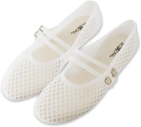 Roxoni Women’s Double Strap Jelly Mary Jane Flats, Lightweight Breathable Ballet Flats in Saudi Arabia