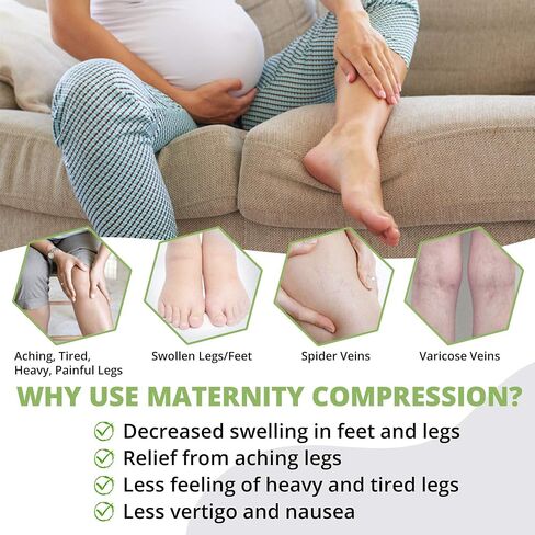 Terramed Just Think Comfort Maternity Leggings Over The Belly | Compression Stockings Women 20-30 mmHg | Microfiber Footless Graduated Compression Leggings Women Pregnancy (X-Large, Black) in Kuwait