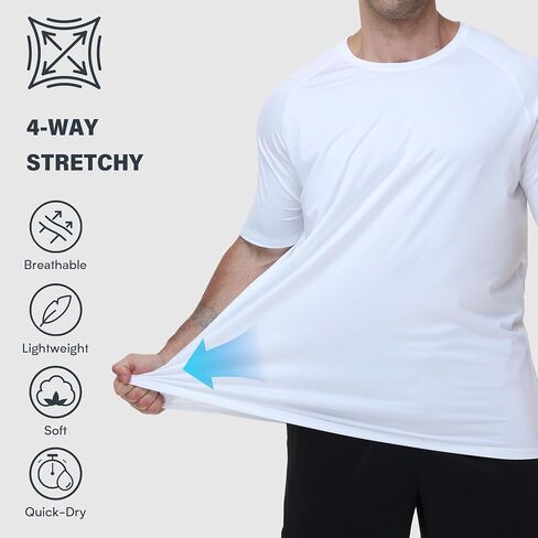Men's Athletic Workout T-Shirt Quick Dry Cooling Moisture Wicking Short Sleeve Soft Tee for Running Gym Casual in Saudi Arabia