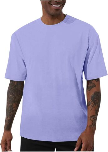 Men's Beefy T Shirt Loose Fit Short-Sleeve Crewneck Tee Tops Athletic Running Gym Workout Tshirts in Kuwait