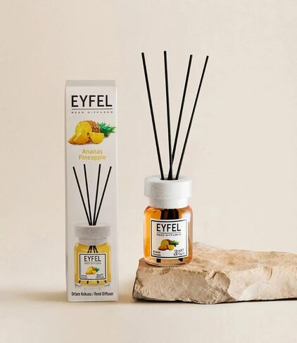 Eyfel Reed Diffuser Set, Long Lasting Aroma, Multiple Scents, with Sticks, 4oz (Pineapple) in Kuwait