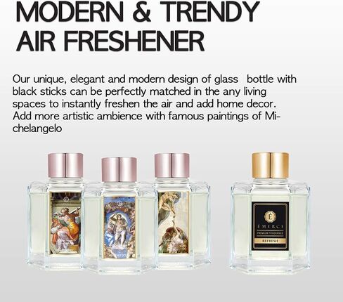 Premium Reed Diffuser Sticks Set Scented Fragrance Aromatherapy Perfume Essential Oil 4 oz (120 ml) Refresh in Saudi Arabia