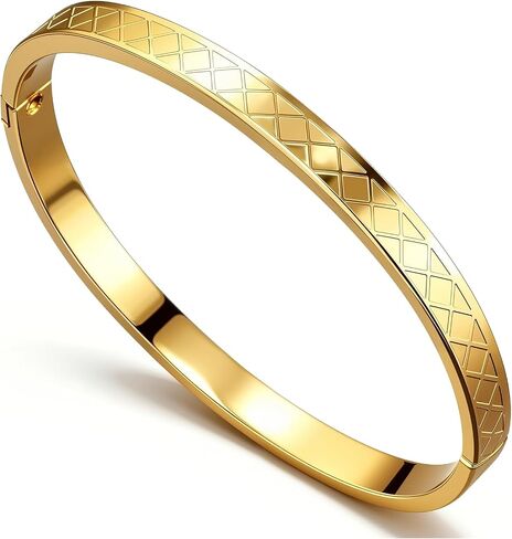 18K Gold Bangles for Women Friendship Love Bangle Bracelets Stainless Steel Bangles Jewelry Birthday Gifts for Women Stocking Stuffers in Saudi Arabia