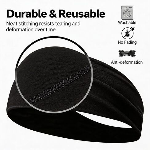 8 Pcs Headbands for Men&Boys, 16" x 3.2" Athletic Sweatbands, Moisture Wicking Elastic Hairband for Running, Basketball, Soccer & Yoga Workout in Saudi Arabia