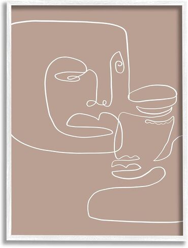 Stupell Industries Two Faces Single Line Drawing Brown Beige Abstract, Design by Design Fabrikken in Kuwait