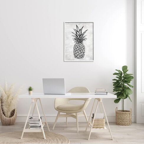 Stupell Industries Bold Pineapple Line Drawing Rustic Pattern Black White, Design by Ziwei Li in Kuwait