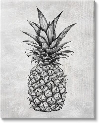 Stupell Industries Bold Pineapple Line Drawing Rustic Pattern Black White, Design by Ziwei Li in Kuwait