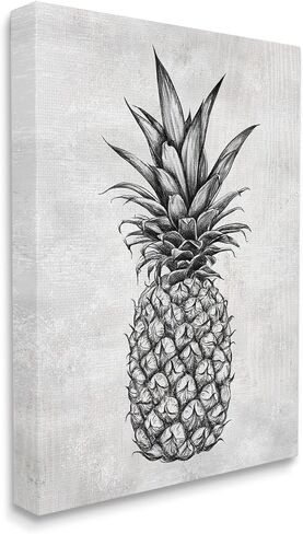 Stupell Industries Bold Pineapple Line Drawing Rustic Pattern Black White, Design by Ziwei Li in Kuwait