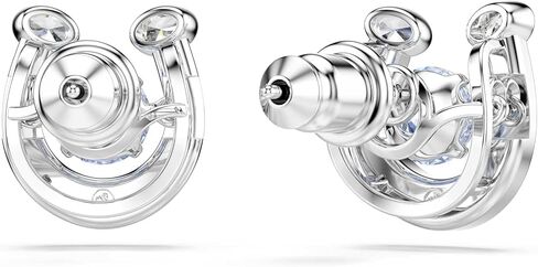 Symbolica stud earrings, Round cut, Pavé, Horse shoe, Blue, Rhodium plated in Saudi Arabia