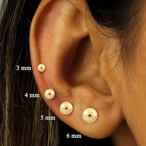 14K Real Gold Ball Stud Earrings Screw Back Secure Design, Real Gold Ball Studs, Minimalist Stud Earrings - Serena Sparkles in Kuwait