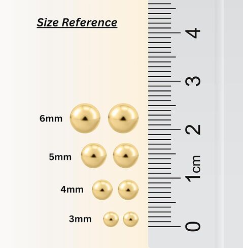 14K Real Gold Ball Stud Earrings Screw Back Secure Design, Real Gold Ball Studs, Minimalist Stud Earrings - Serena Sparkles in Kuwait