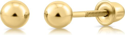 14K Real Gold Ball Stud Earrings Screw Back Secure Design, Real Gold Ball Studs, Minimalist Stud Earrings - Serena Sparkles in Saudi Arabia