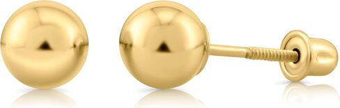 14K Real Gold Ball Stud Earrings Screw Back Secure Design, Real Gold Ball Studs, Minimalist Stud Earrings - Serena Sparkles in Kuwait
