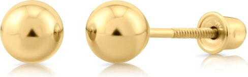 14K Real Gold Ball Stud Earrings Screw Back Secure Design, Real Gold Ball Studs, Minimalist Stud Earrings - Serena Sparkles in Kuwait