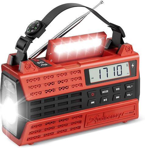 Emergency Radio, 5000mAh/18500mWh Solar Hand Crank Weather Radio with NOAA/AM/FM/Bluetooth, Crank Radio Flashlight Cell Phone Charger,Flashlight&SOS for Outdoor/Home Yellow in Kuwait