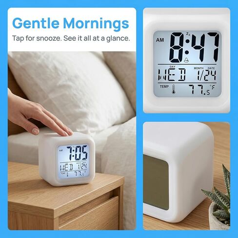Digital Clock 7 Color Night Light, Digital Alarm Clocks with Snooze, Alarm Clock, Wake Up Digital Clock for Room Deco in Kuwait