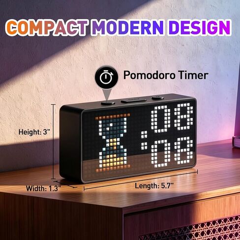 Programmable Pixel Digital Clock for Desk, Plug-in, Busy Box Sign,Pomodoro Timer, Alarm, Bluetooth APP Control, Custom Text, Patterns, Animations in Saudi Arabia
