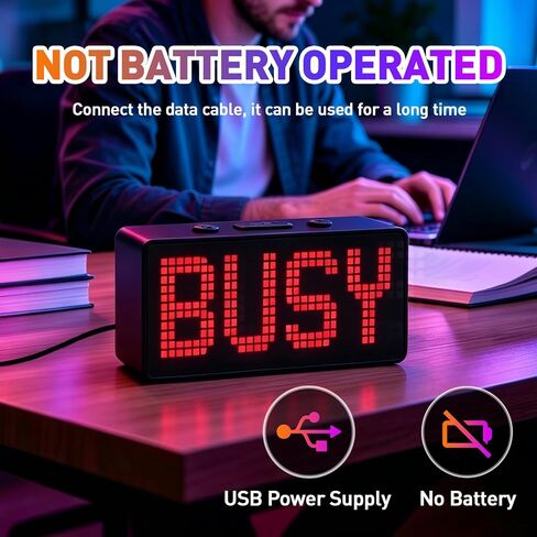 Programmable Pixel Digital Clock for Desk, Plug-in, Busy Box Sign,Pomodoro Timer, Alarm, Bluetooth APP Control, Custom Text, Patterns, Animations in Saudi Arabia