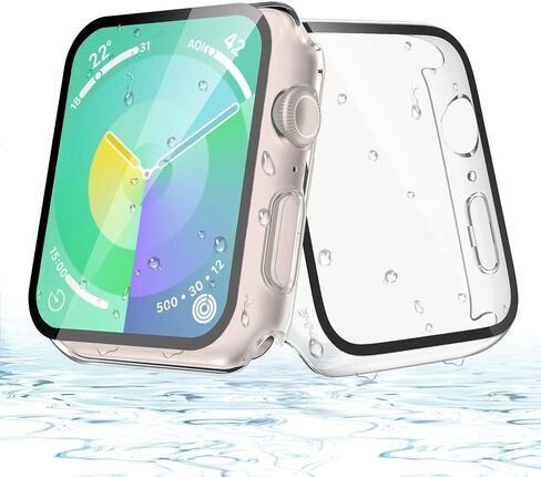 [2 Pack] JULK Waterproof Case for Apple Watch 10 (2024) 46mm with Tempered Glass Screen Protector, Slim Guard Bumper with HD Glass, Hard PC Protective Cover for iWatch Series 10 46mm, Black in Kuwait