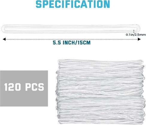 120 Pcs Clear Plastic Luggage Straps, 6 Inch Worm Loops for Luggage Tags, Plastic Name Tag Loop for for Name Tags, ID Cards & Bag Accessories (Plastic) in Saudi Arabia