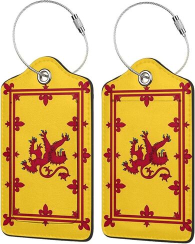 Scotland Rampant Lion Luggage Tag with Stainless Steel Loop Privacy Cover Id Label for Travel Bag Suitcase 2 Pcs in Saudi Arabia