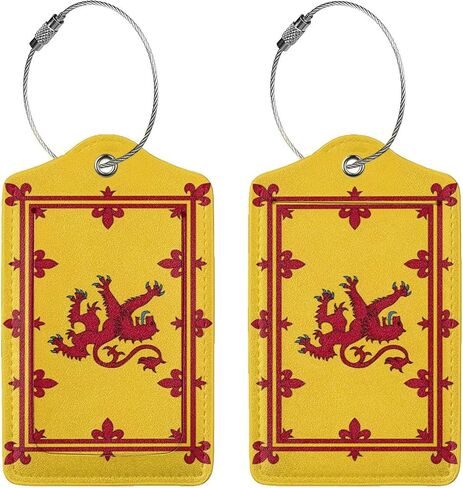 Scotland Rampant Lion Luggage Tag with Stainless Steel Loop Privacy Cover Id Label for Travel Bag Suitcase 2 Pcs in Saudi Arabia
