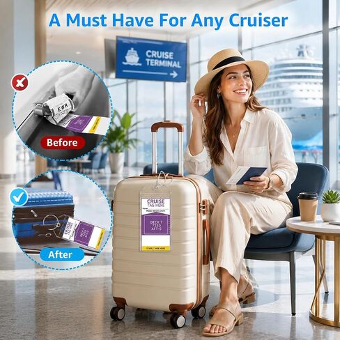 5 Pack Cruise Luggage Tag Holders, Waterproof Cruise Essentials for NCL Princess Carnival Royal Caribbean Celebrity Cruise Ships, Clear Plastic Bag Tags for Travel in Kuwait