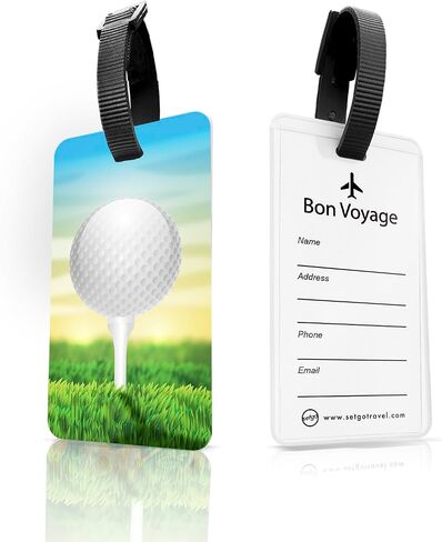 SetGo Bowling Luggage Tags (Set of 2), Plastic Durable Travel Bag Tag with Sports Design, Easy-to-Identify Suitcase ID Holder with Strap – Bowling Ball & Pins Theme (Bowling tag) in Saudi Arabia