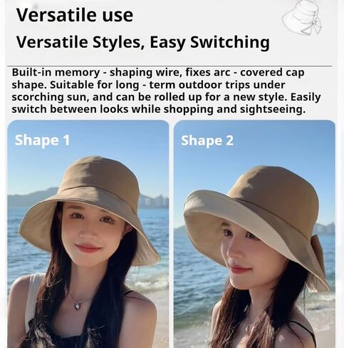 2027 New Bowknot Wide Brim Sun Protective Hat, Women's Bowknot Wide Brim Sun Protective Hat, 360° Protection UV Protection in Kuwait
