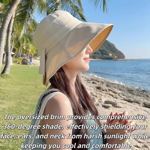 2027 New Bowknot Wide Brim Sun Protective Hat, Women's Bowknot Wide Brim Sun Protective Hat, 360° Protection UV Protection in Kuwait