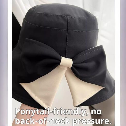 2027 New Bowknot Wide Brim Sun Protective Hat, Women's Bowknot Wide Brim Sun Protective Hat, 360° Protection UV Protection in Kuwait